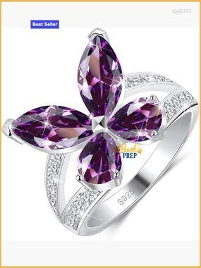 Sterling Silver Amethyst Engagement Ring Size 7 Promise Ring